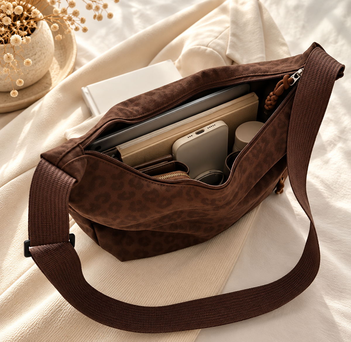 Livana Bag Schultertasche im schimmernden Leo-Look