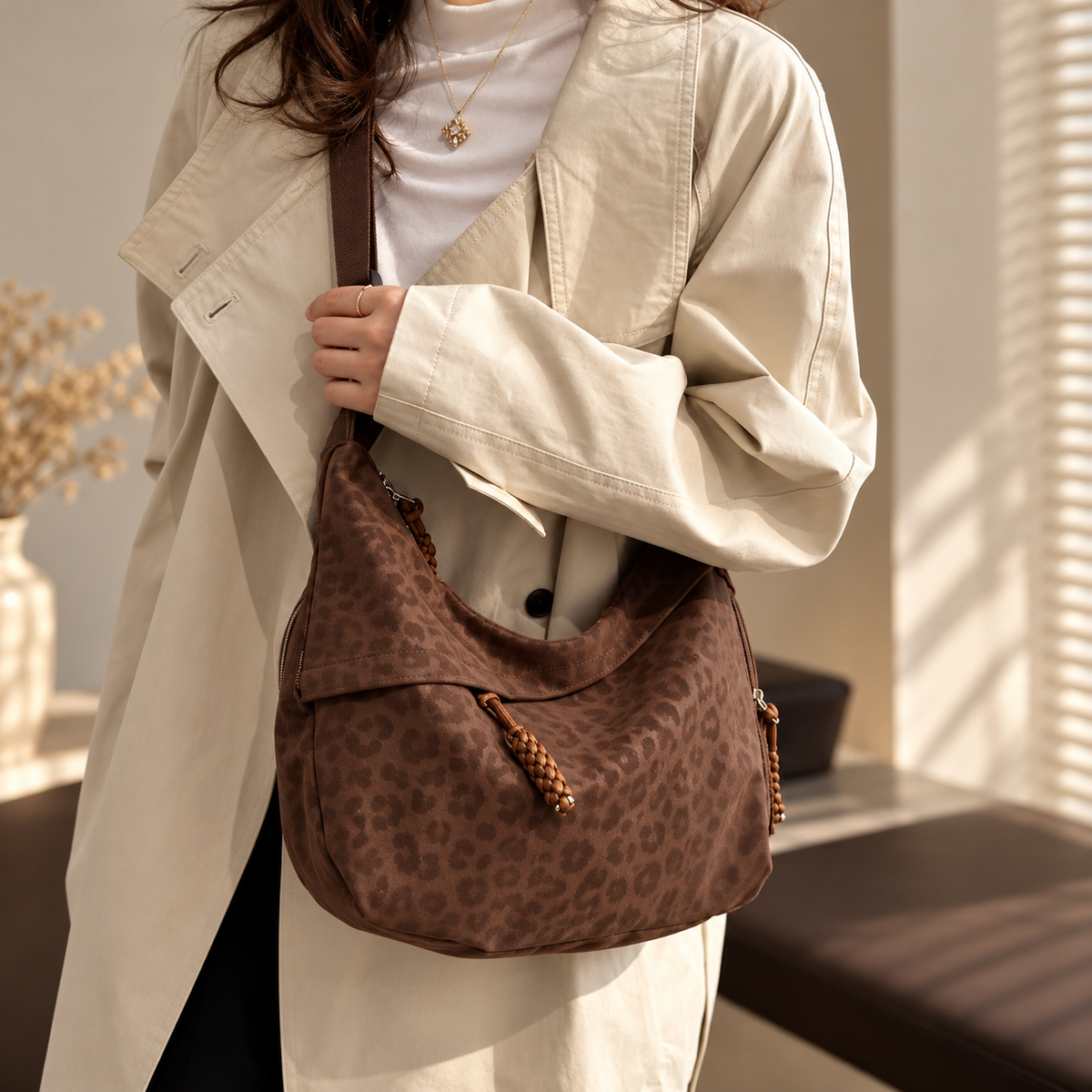 Livana Bag Schultertasche im schimmernden Leo-Look