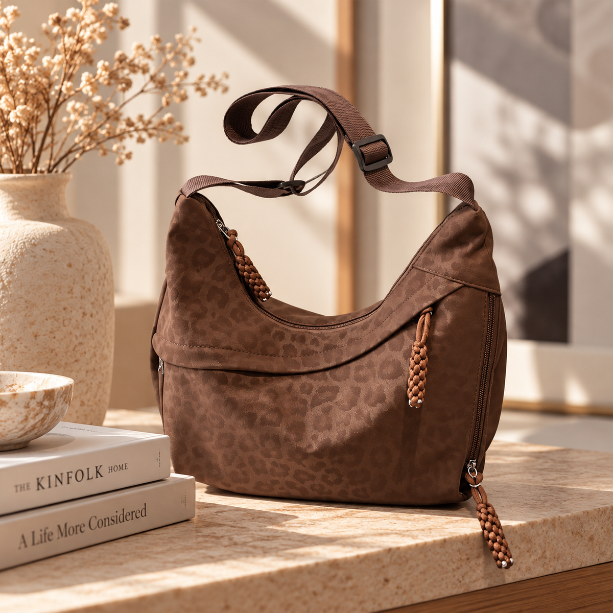 Livana Bag Schultertasche im schimmernden Leo-Look